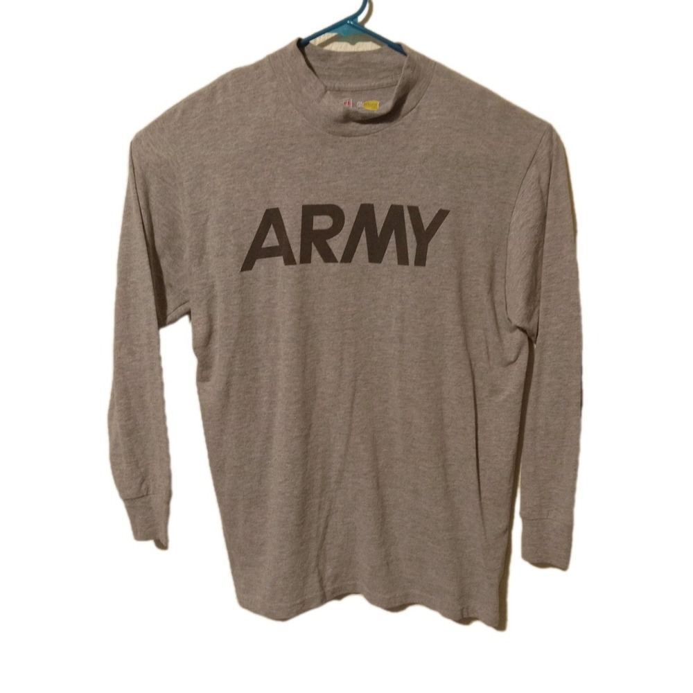 Soffe US Army PT Shirt Mens Medium Gray Reflective Long Sleeve Mock Neck